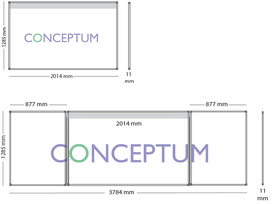 Συνδυασμός τυποποιημένων διαστάσεων ασπροπίνακα μαρκαδόρου προβολής/γραφής για διαδραστικά προβολικά SMIT VISUAL