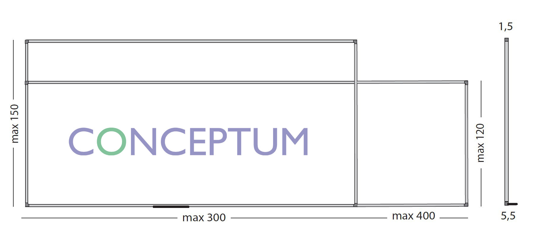 Συνδυασμός τυποποιημένων διαστάσεων ασπροπίνακα πορσελάνης μαρκαδόρου SMIT VISUAL